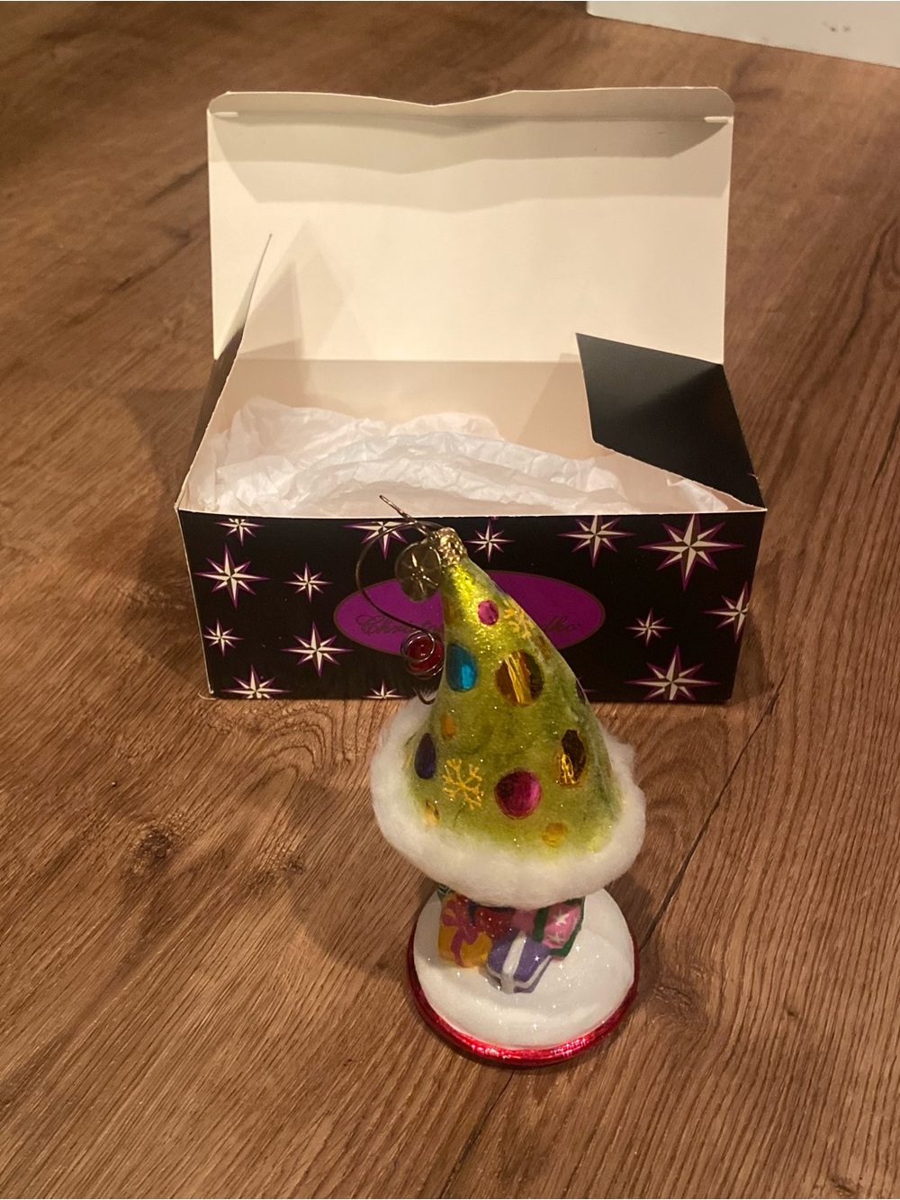 Christopher Radko Glass Ornament In Box Tree Polka Dot Rare Presents Stocking